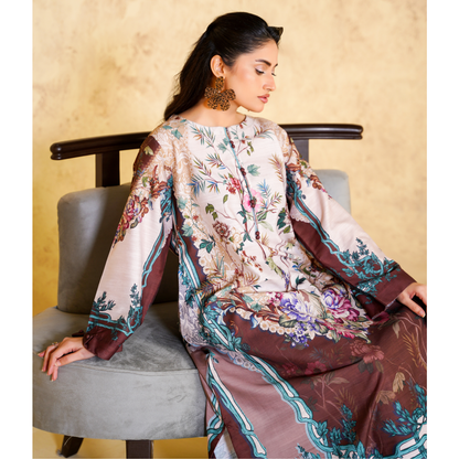 UA-157 Printed Slub Khaddar Kaftan Co-Ord Set | Winter 2 Piece Outfit