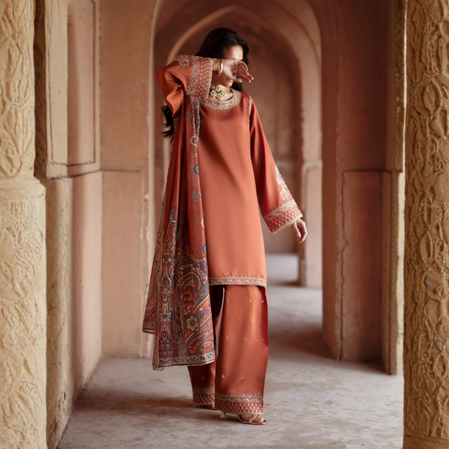 UCA-34 "ISHQIA" Festive Drop Embroidered Viscose Collection by Casuallite