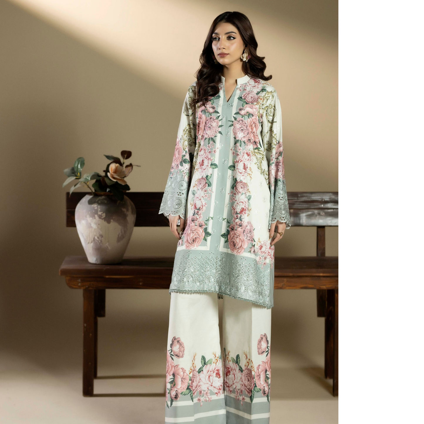 UTT-16 "AMALTAS" winter Slub Embroidered Printed Co-Ords set | Ready to Wear Pakistani | Traditional Thread