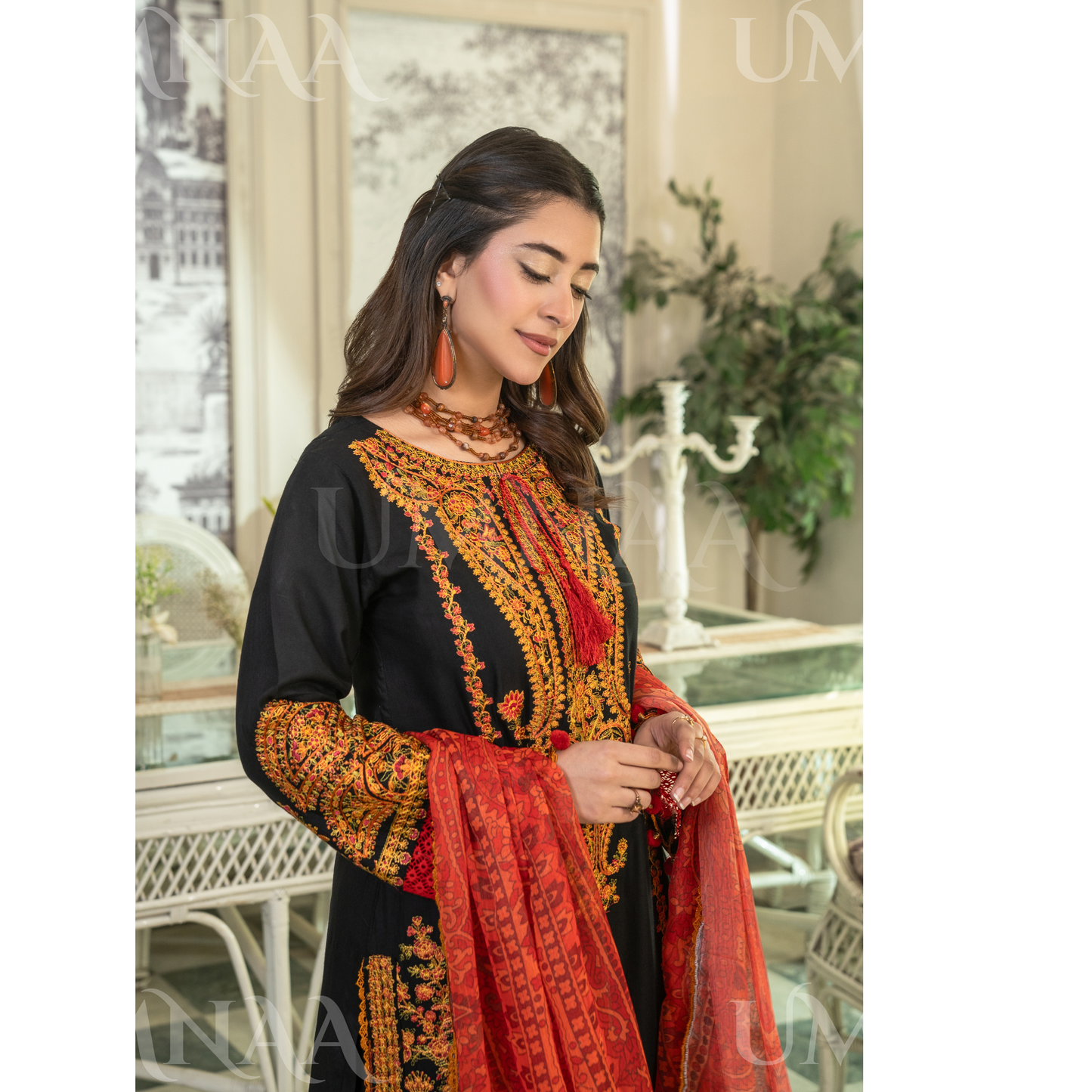UA-163 Embroidered Linen Festive Collection | Ready by Wear | Pakistani Dress Asian Clothes Umnaa