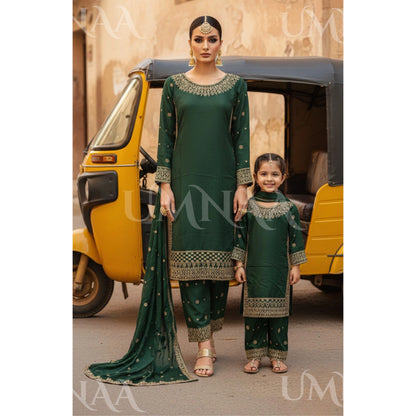 UA-167 Embroidered Viscose Mother Daughter Festive Collection by Umnaa