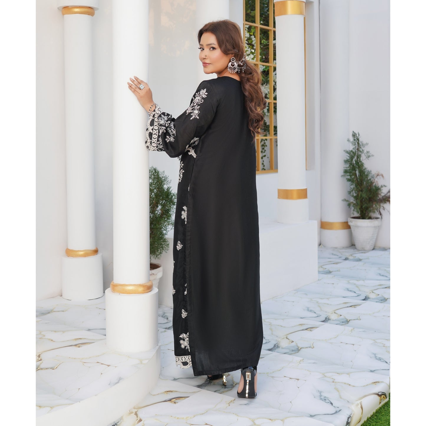 UMS-57 Embroidered Viscose Boring kaftan style2 Pc Set by Simrans