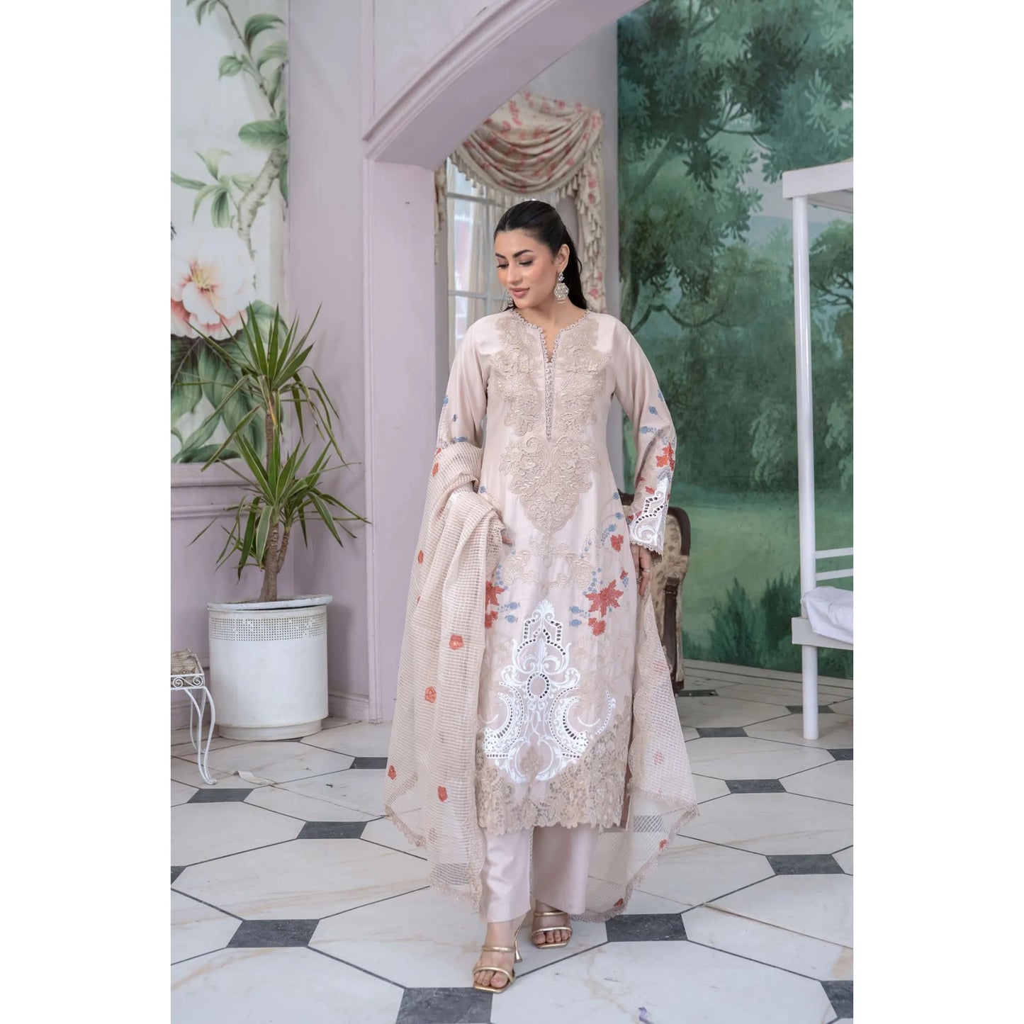 UMRZ-55 Festive Maria.b Lux by Rangz Embroidered Linen Collection