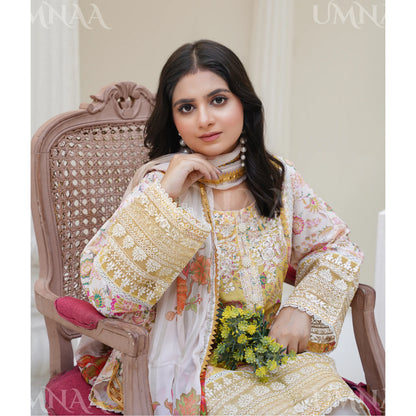 UA-173 Embroidered Linen 3 Pc | Ready to Wear | Asian Clothes by Umnaa