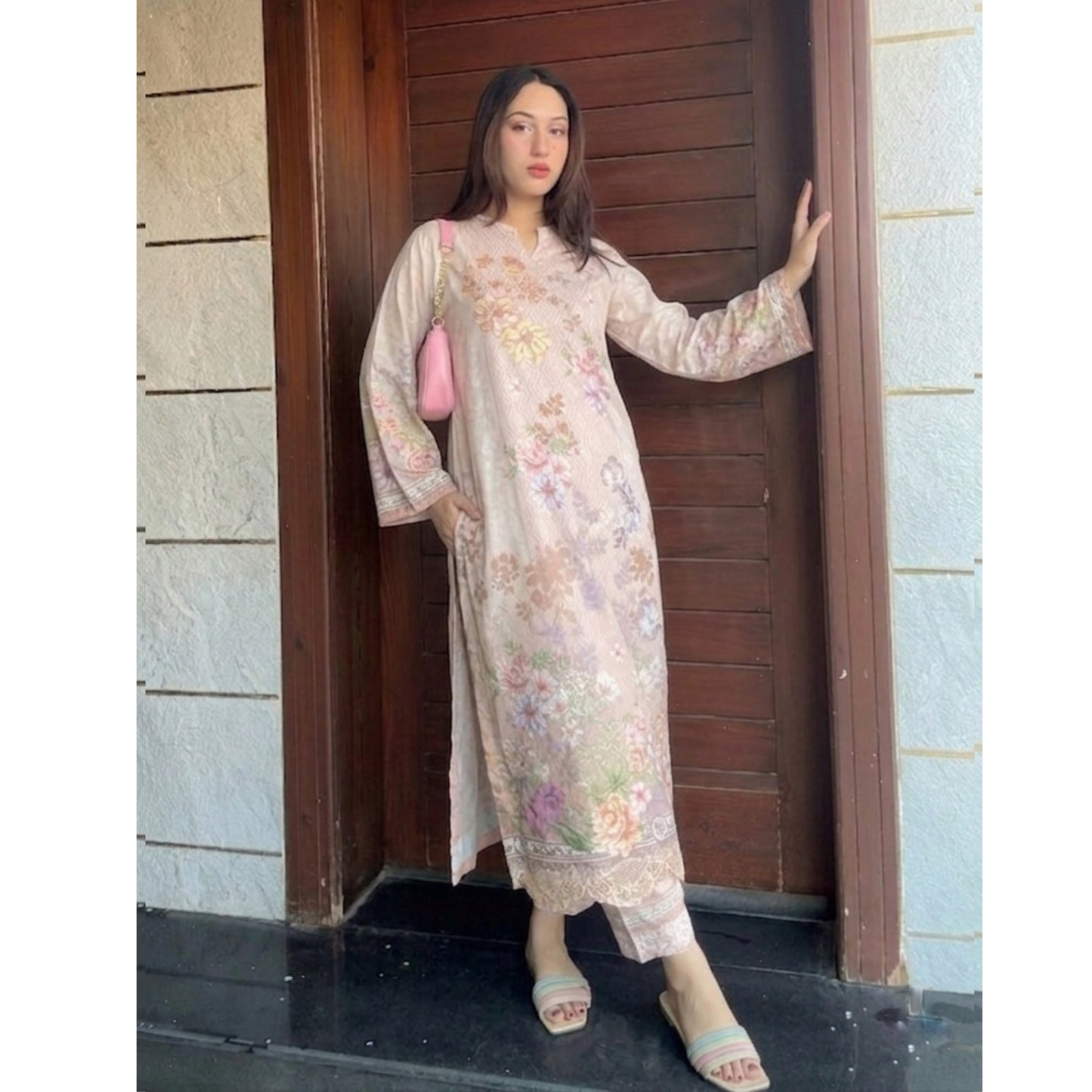 UA-183 Premium Silk Grip 2-Piece Pret – Kaftan Style Printed Co-Ords Set
