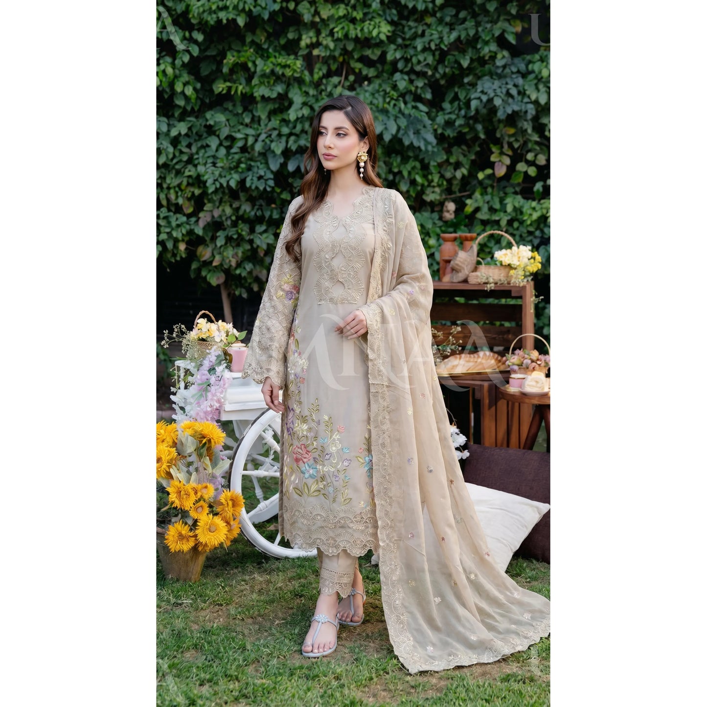 UA-191 Embroidered Cotton Collection 3 Piece | Ready to Wear | Asian clothes