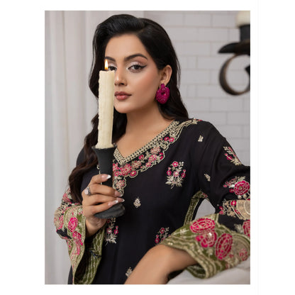 UTT-23 Embroidered Viscose Linen Kaftan Style 2 Piece Co Ord Set Collection by Traditional Thread