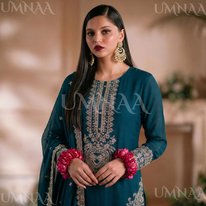 UA-210 Embroidered Chiffon Sharara Festive Collection by umnaa | Ready to Wear Pakistani Asian clothes