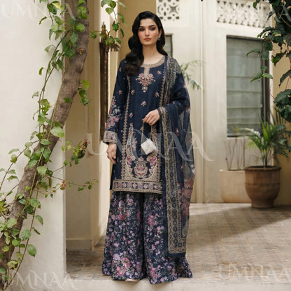 UA-211 Embroidered Viscose with Cotton Silk Sharara collection by Ready to Wear Pakistani Asian clothes