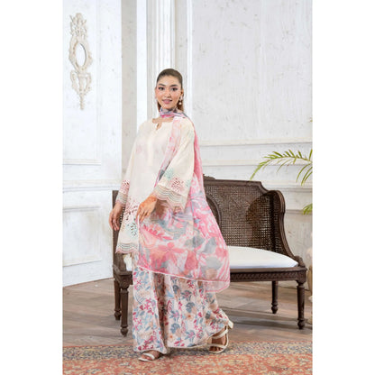 UMRZ-61 "Riwayat" by Rangz Embroidered Cotton with poly Lawn Sharara Festive collection| Ready to Wear Pakistani Asian clothes