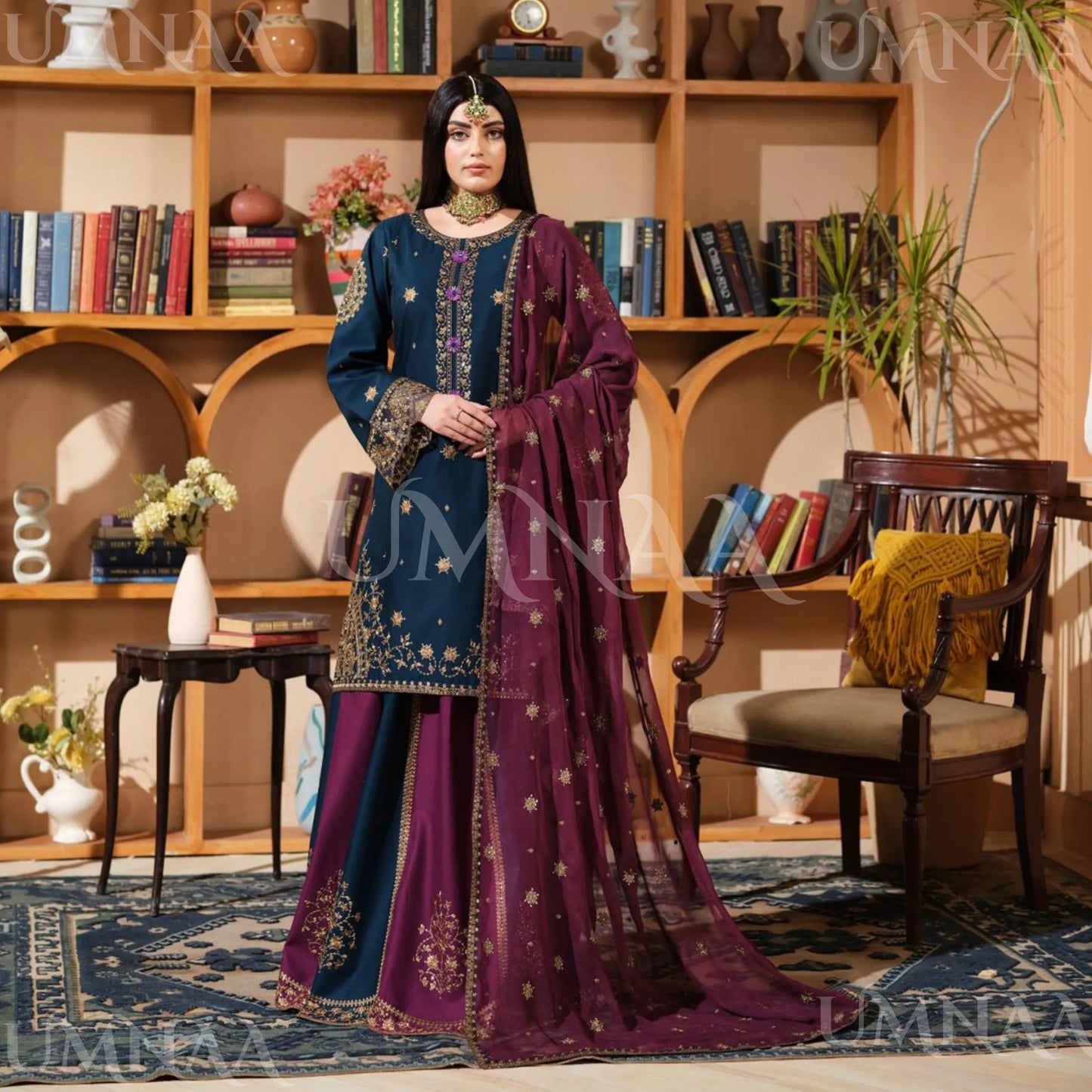 UA-213 Embroidered Cotton Festive Collection by Umnaa | Ready to Wear Pakistani Asian Clothing