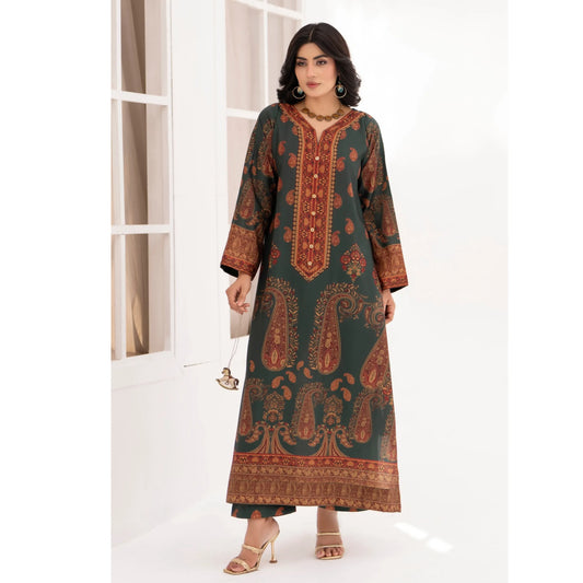 UA-215 " Printed Poly Silk Lawn Kaftan Style Co Ord Set Collection by Umnaa | Ready to Wear Pakistani Asian clothes