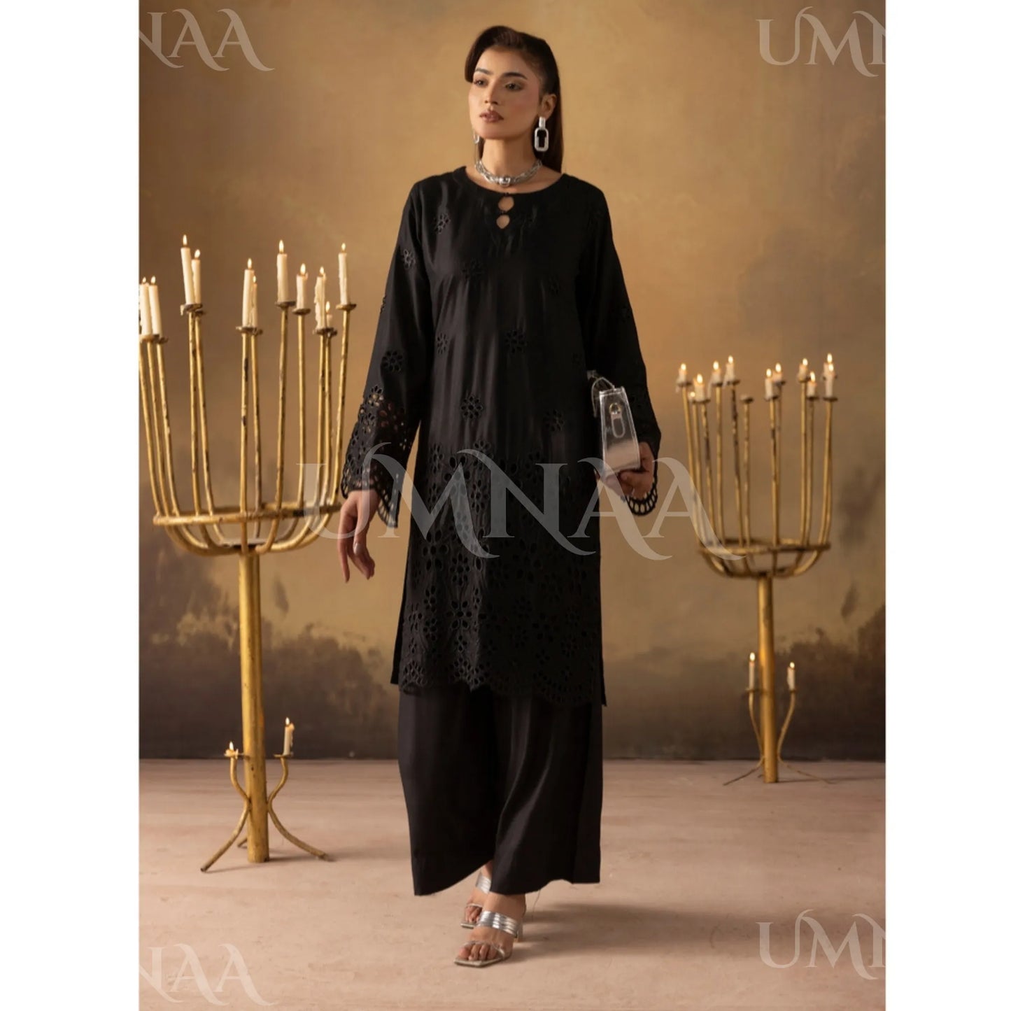 UMS-50 "Luxkari" Linen Chikenkari Co-Ords 2 pc Set by Umnaa