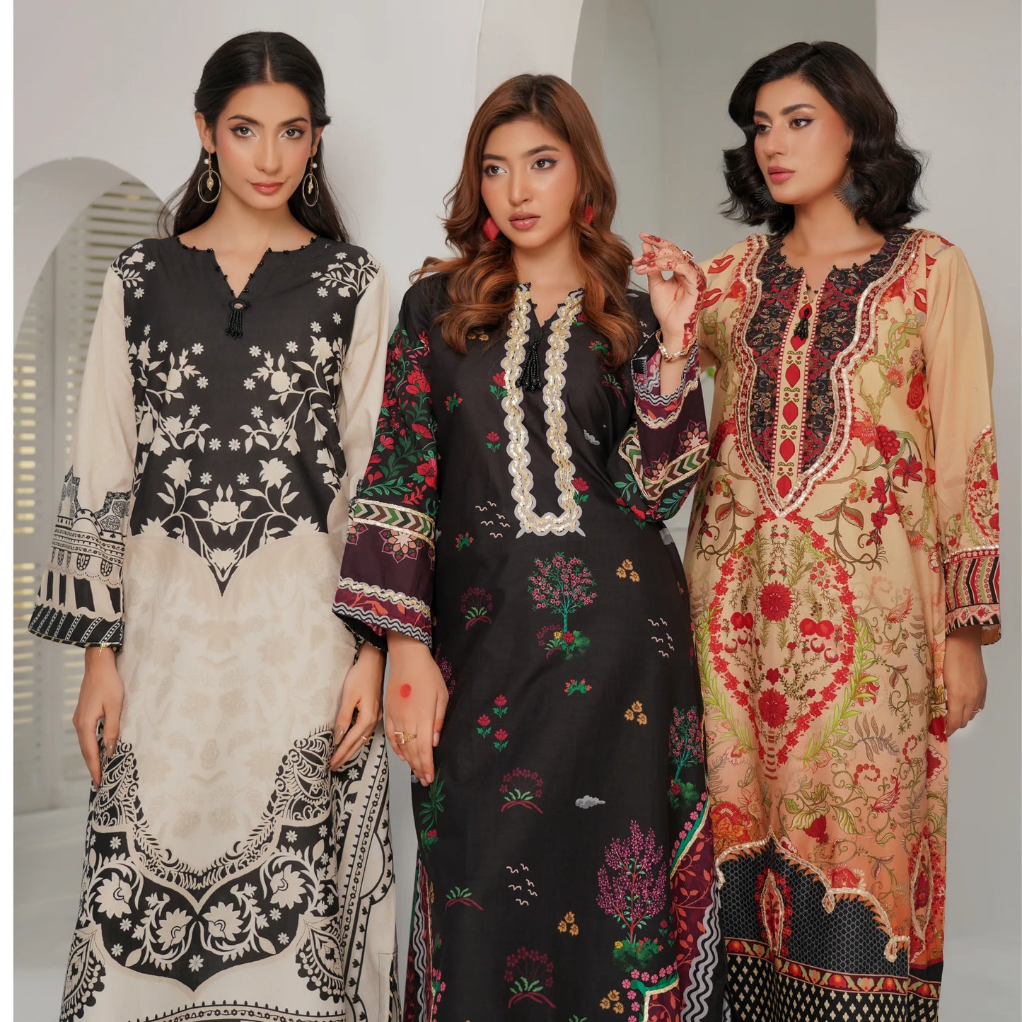 UMS-64 Pakistani Printed Lawn Kaftan Style 2 Piece Suit – Casual Summer Collection by Simrans
