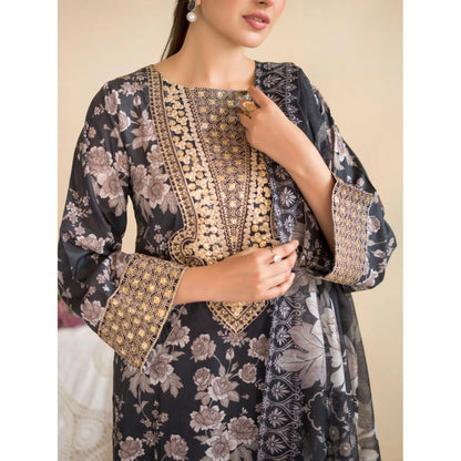 RA-37 Embroidered Printed Lawn Dress with Printed Cotton Silk Dupatta | Women's 3 Piece Summer Suit