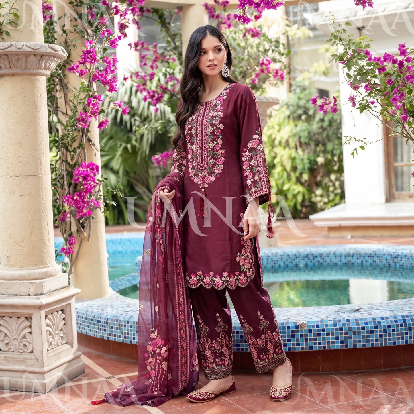 UA-335 Embroidered Viscose 3 Pc Collection Ready to Wear Pakistani Asian clothes by Umnaa