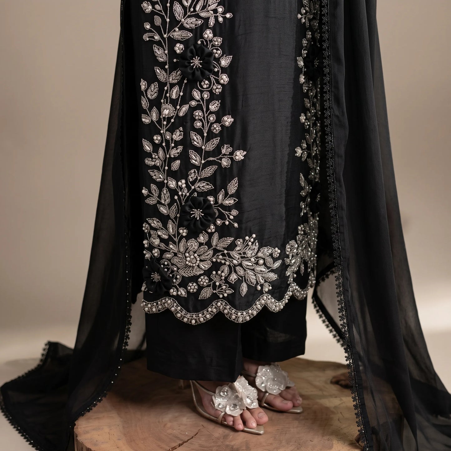UA-336 Women's Embroidered Raw Silk Dress 3 Piece Festive & Party Wear Suit by Umnaa