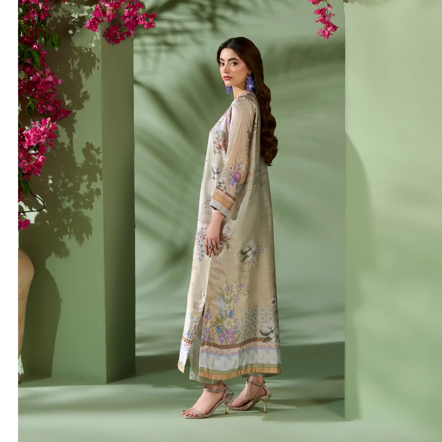 UAL-05 Printed Silk Kaftan Style Co-Ord Set Loose fit Casual Wear | Ethnic wear | ALLY'S