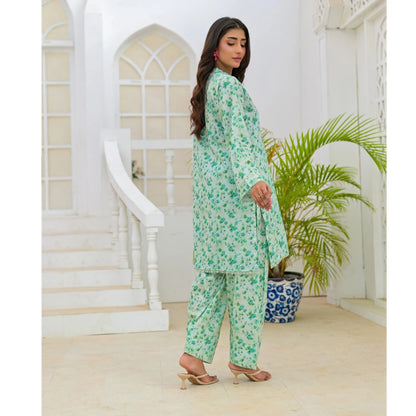 UA-248 Printed Lawn 2 Piece Co-Ord Set | Soft Breathable Summer Outfit | Casual Matching Shirt & Trouser Set by Umnaa