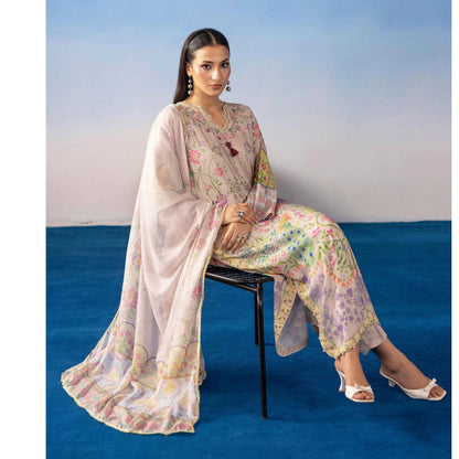 UMS-67 Ethnic Rozana by Simrans Poly Lawn Kaftan Co Ords set