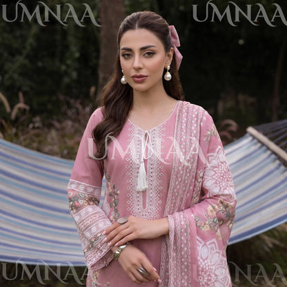 UA-256 Embroidered Cotton 3 Pc Collection Ready to Wear Pakistani Asian clothes by Umnaa