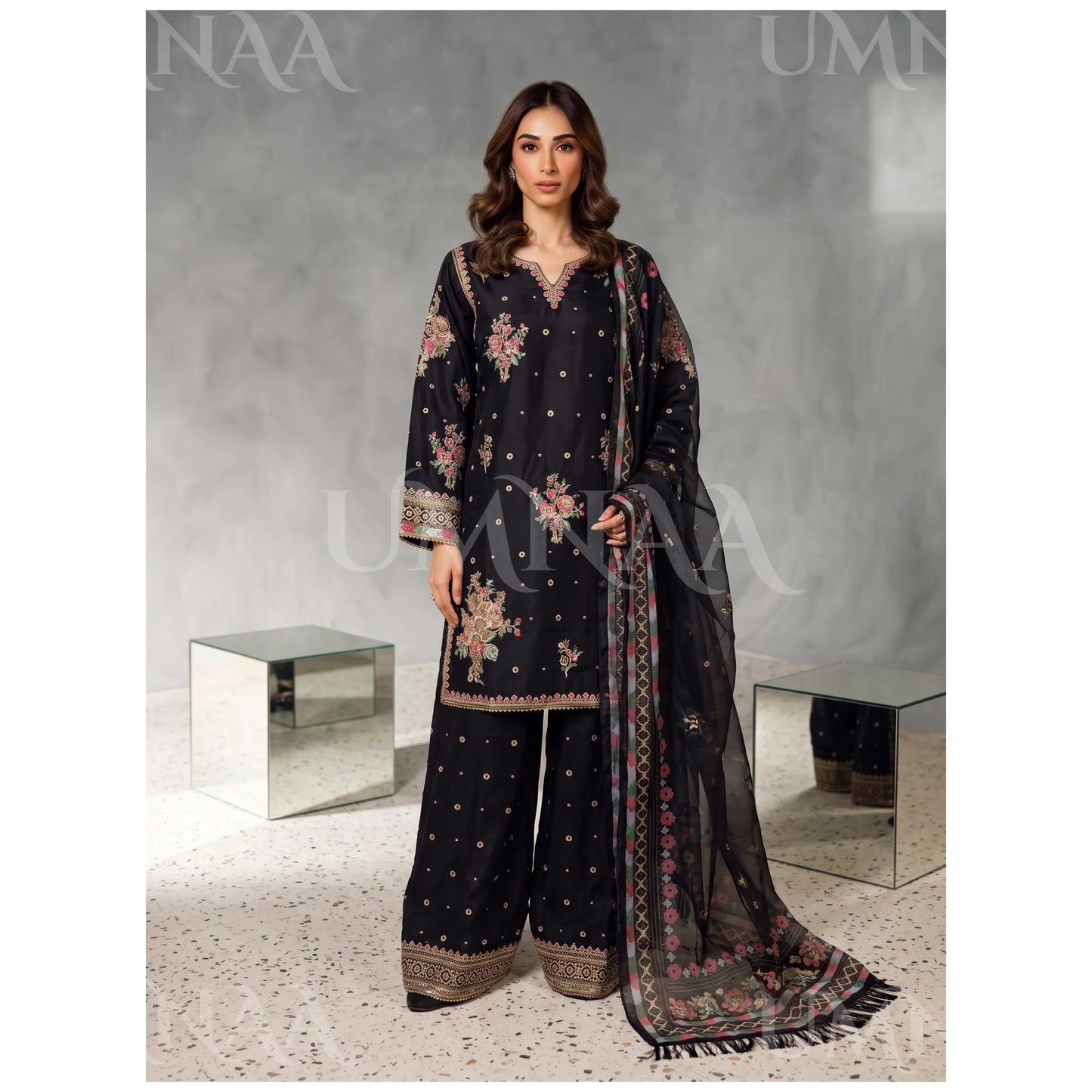UA-262 Embroidered Farshi Shalwar Luxury Pakistani Dress by Umnaa
