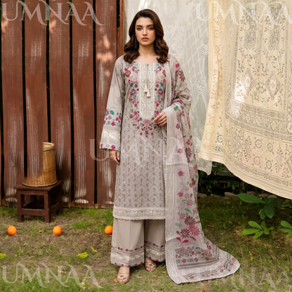UA-269 Embroidered Cambric Cotton 3 Pc Collection | Umnaa