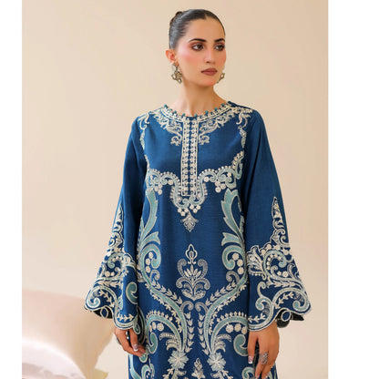 UAL-02 Embroidered Kaftan Raw Silk Co-Ord Set 2 Pc | Adan's Libas