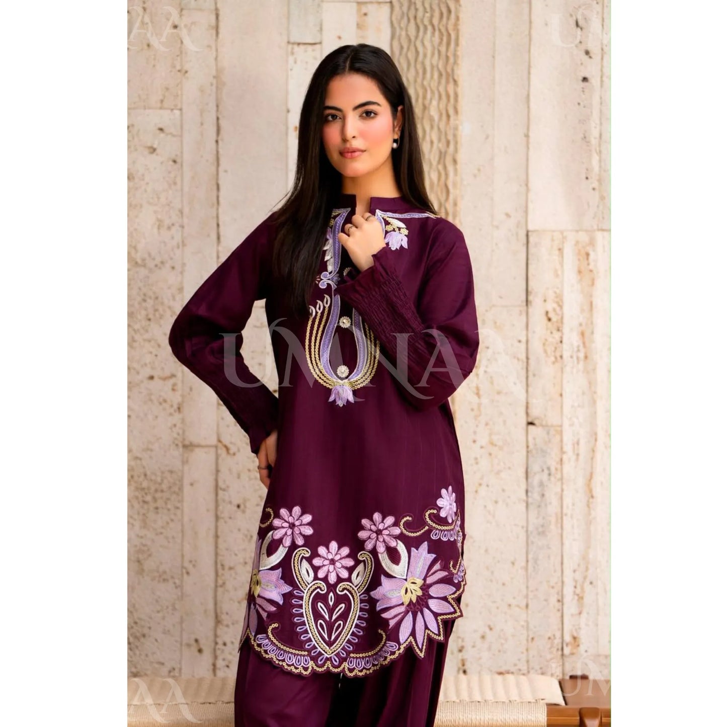 UA-277 Embroidered Trendy Cotton Co-Ord Set | Umnaa