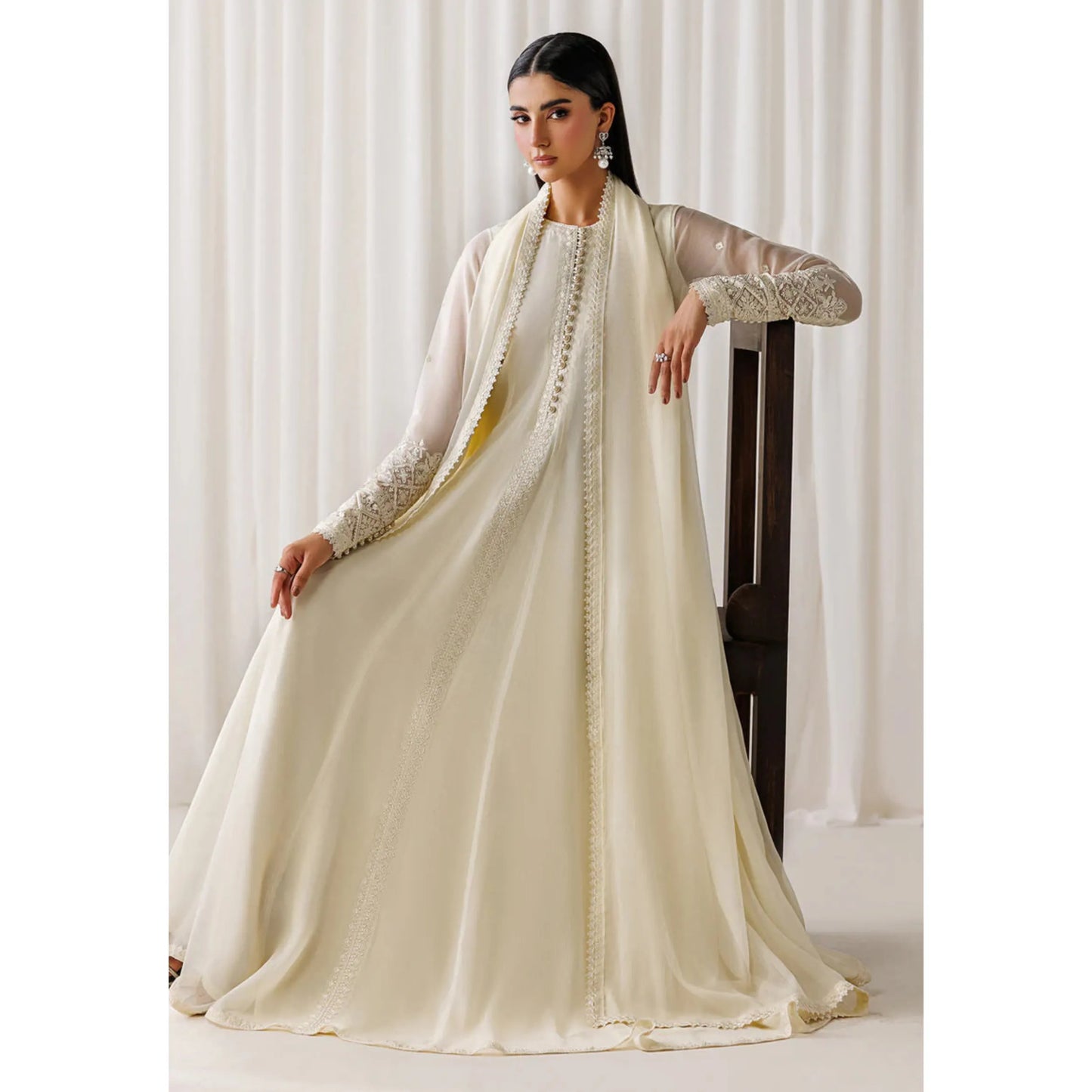 UA-281 Embroidered Chiffon Frock 3 Pc Collection | Umnaa