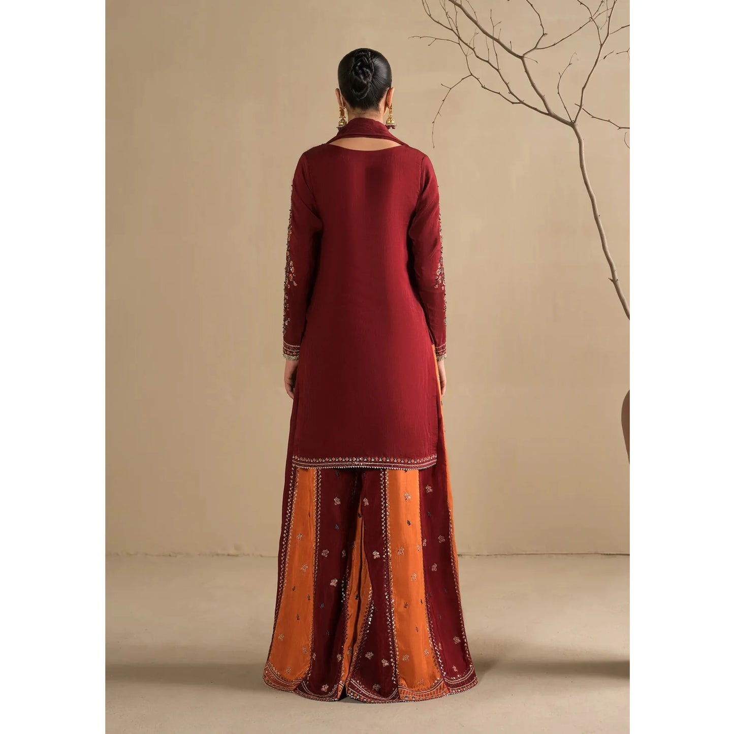 UA-282 Embroidered Raw Silk Luxury Sharara Collection | Umnaa