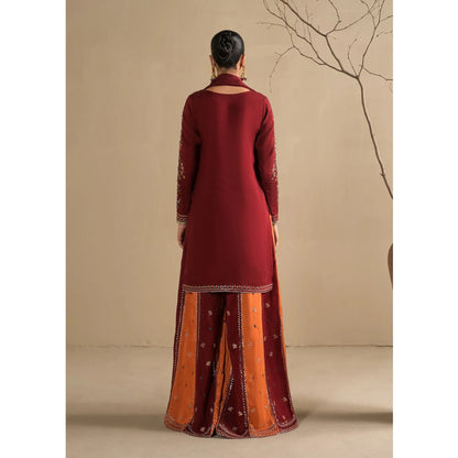 UA-282 Embroidered Raw Silk Luxury Sharara Collection | Umnaa