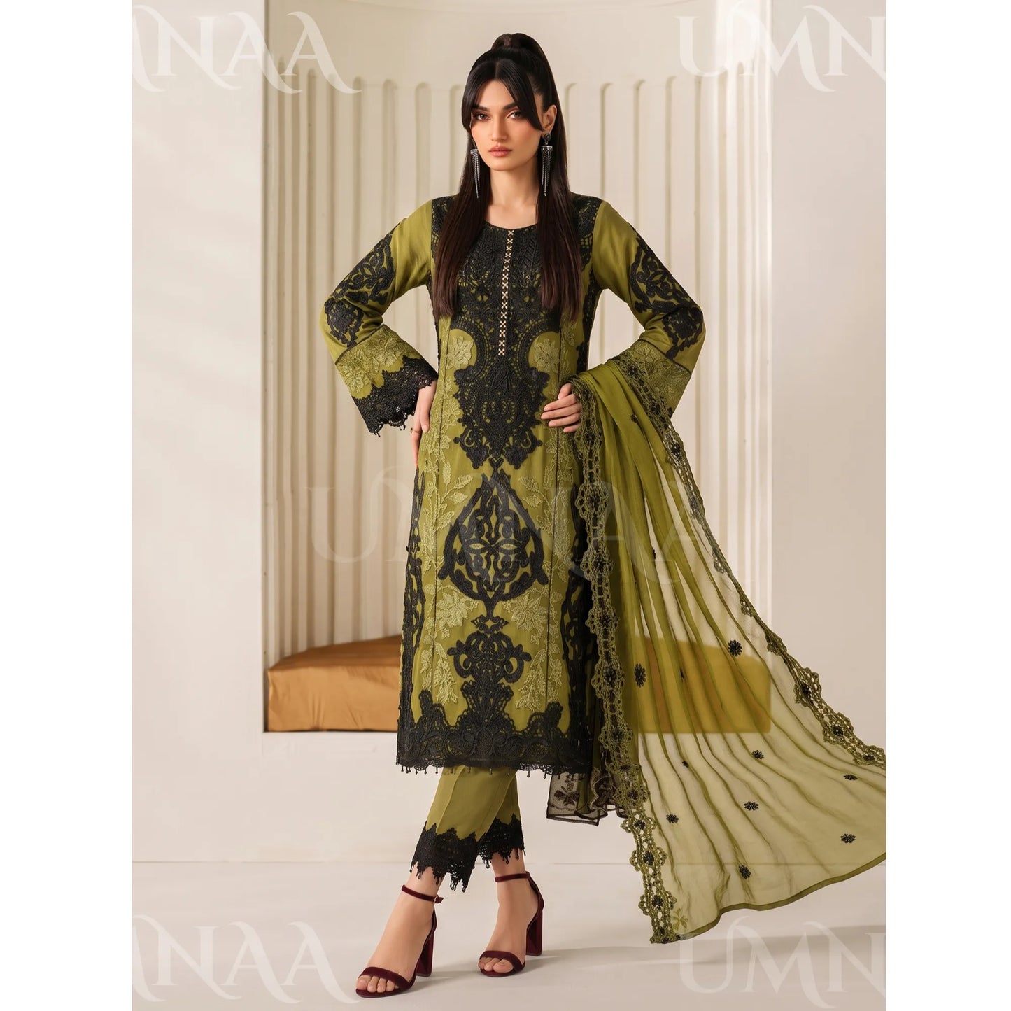 UA-283 Embroidered Chiffon 3 Pc Collection | Umnaa