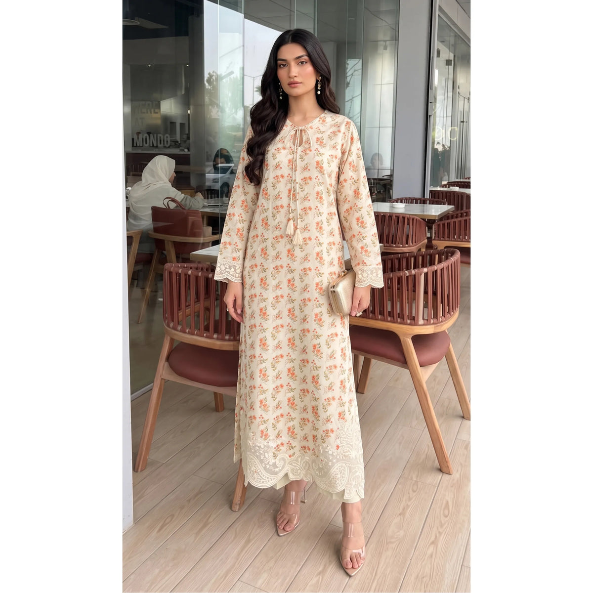 UGL-01 Embroidered Printed Lawn Kaftan 2 Piece Set | Guzel