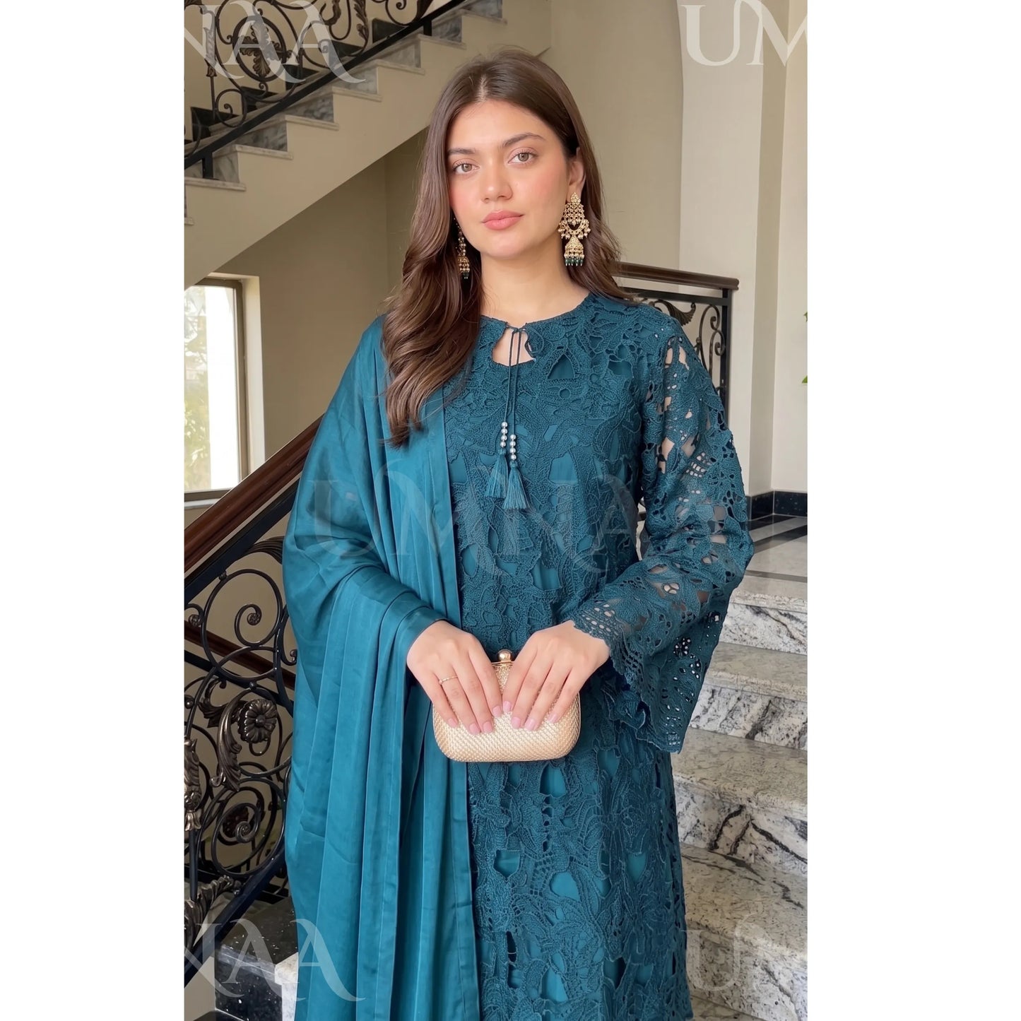 UA-290 Qureshia Silk Sharara 3 Pc | Umnaa
