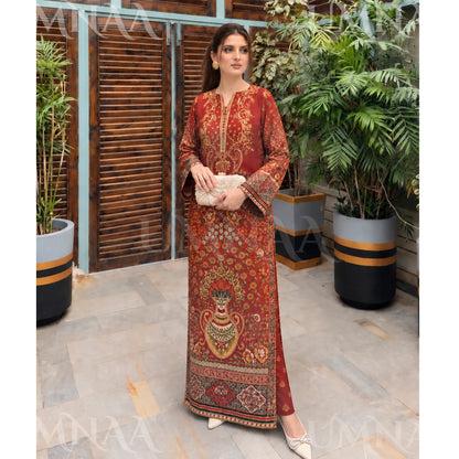 UA-302 Printed Shamooz Silk Kaftan Style Co-Ord | Umnaa