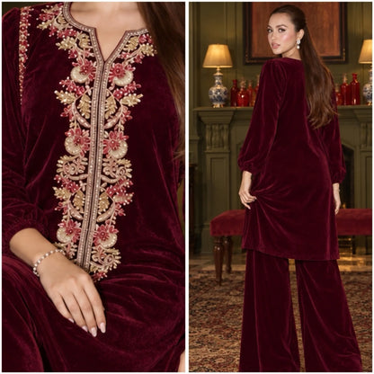 RA-42 Mehr-e-Noor Luxury Velvet Co-Ords | Raniya.h
