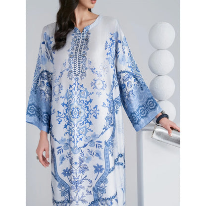 UAL-08 Printed Silk Kaftan with Trouser 2 Pc Set | Ally's
