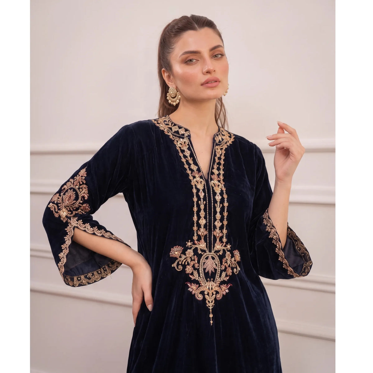 UA-316 Luxury Velvet Kaftan Style Co-Ord Set | Umnna