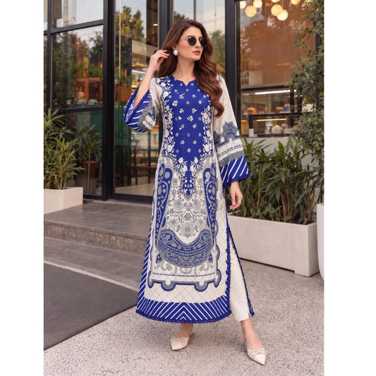 UA-319 Printed Shamooz Silk Kaftan Co-Ords 2 Pc | Umnaa