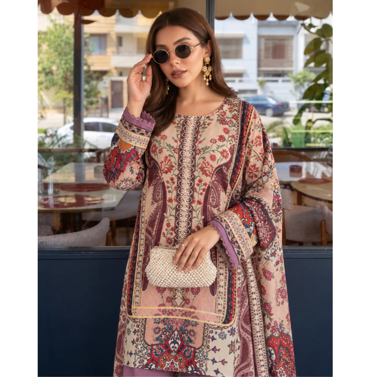 UA-325 Printed Kaftan Khaddar Style 3 Pc Collection | Umnaa