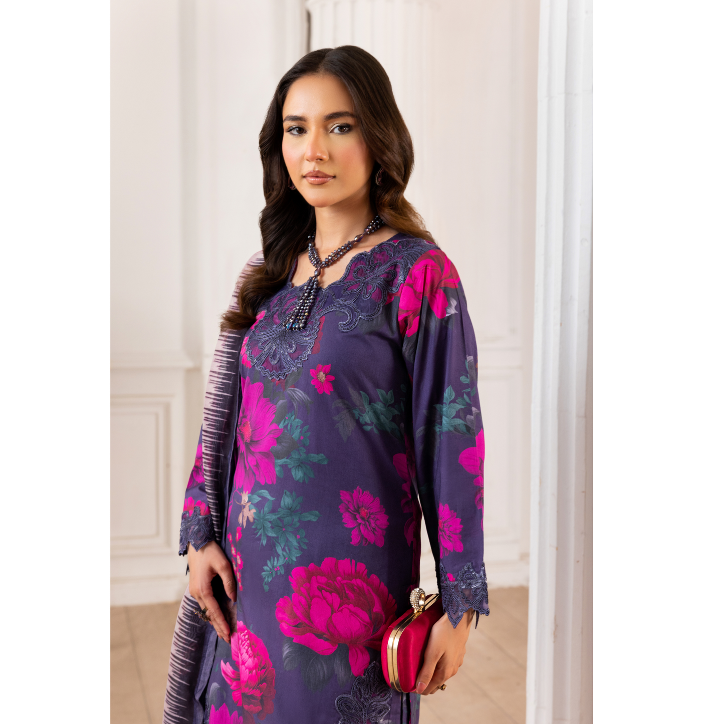 RA-15 Embroidered Trending Printed Farshi Shalwar Lawn Collection 3 Pc | Raniya.h