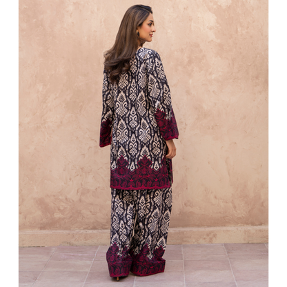 RA-34 Embroidered Lawn Kaftan Style and Short Farshi Shalwar 2 Piece Casual Summer Collection by Raniya.h