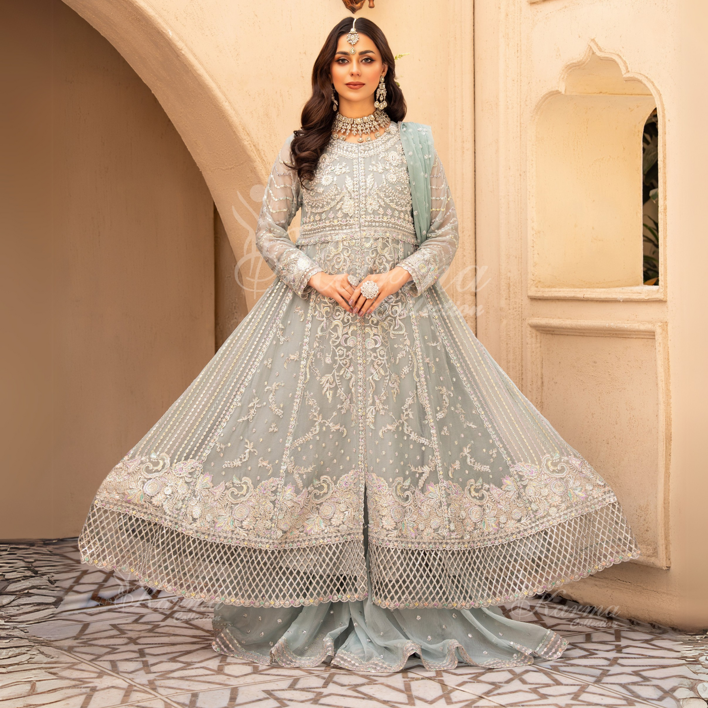 Luxury Embroidered Chiffon Party wear dress  | Wedding Collection | karma Collection | UMKC01201