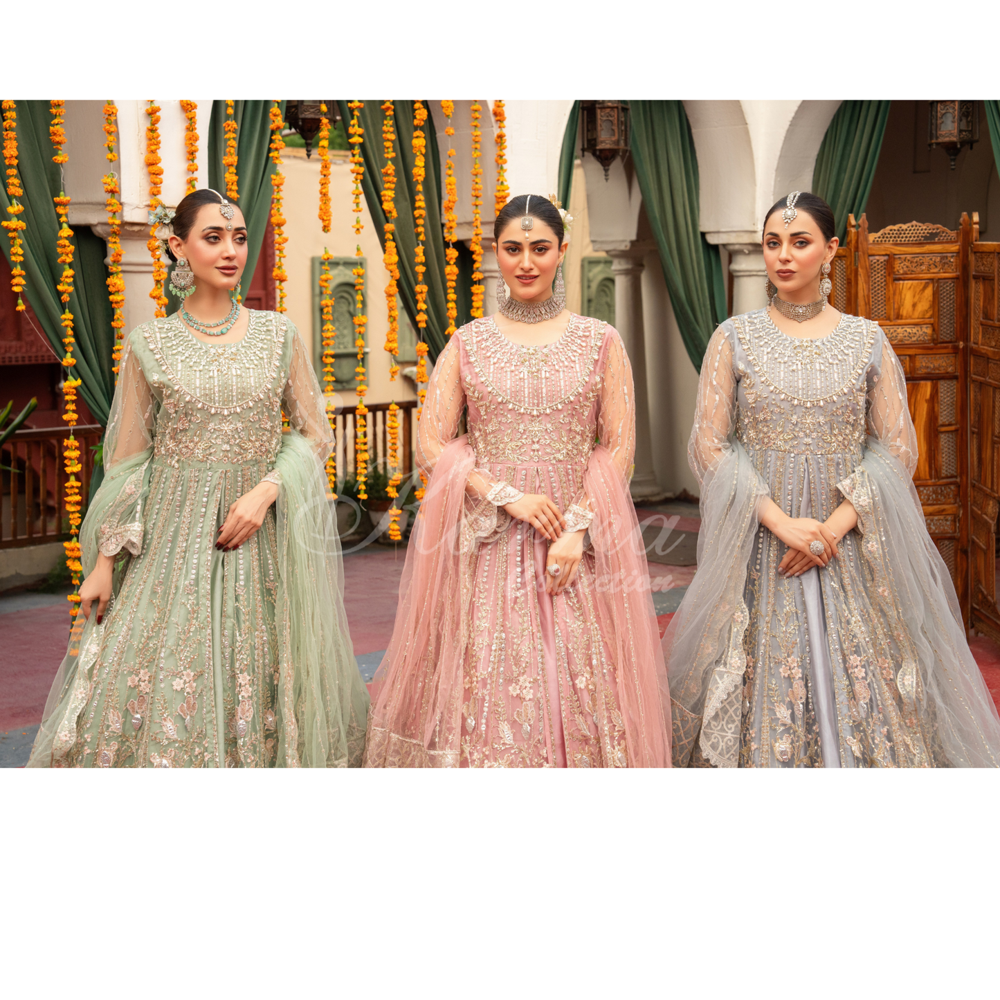 Luxury Embroidered soft Net long Maxi | Wedding Collection | karma Collection | UMKC01301