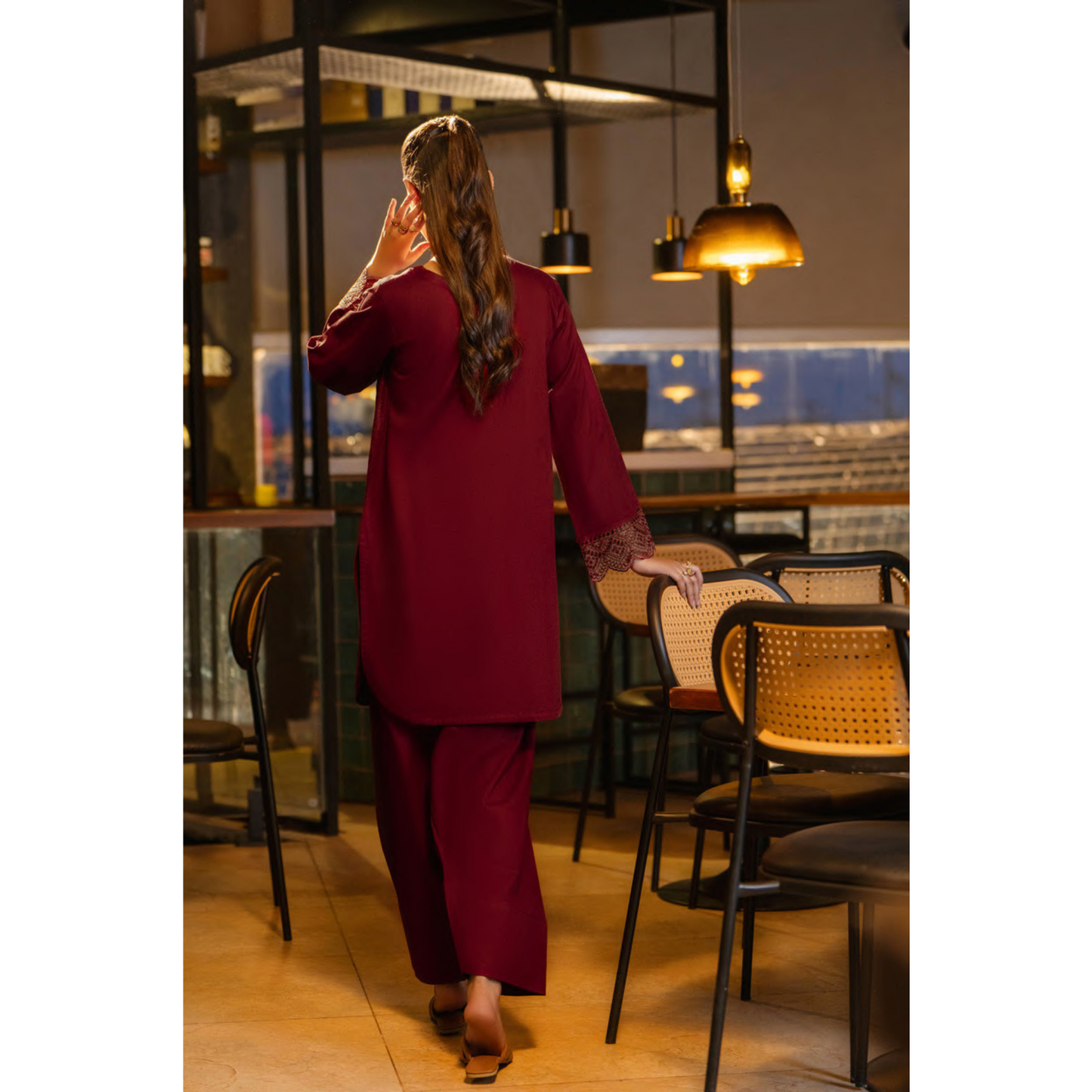 UCA-18 2 Pc Casual Cotton Farshi Shalwar Chikenkari Co-Ords Set | Ready to Wear | Casuallite