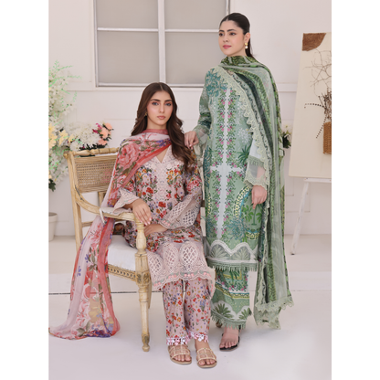 UA-94 3 Pc Embroidered Printed Summer Lawn | Ready to Wear | Umnaa