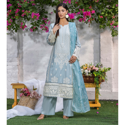 UTT-05 Embroidered Cambric Cotton 3 Pc Ready to wear Collection | Traditional Thread