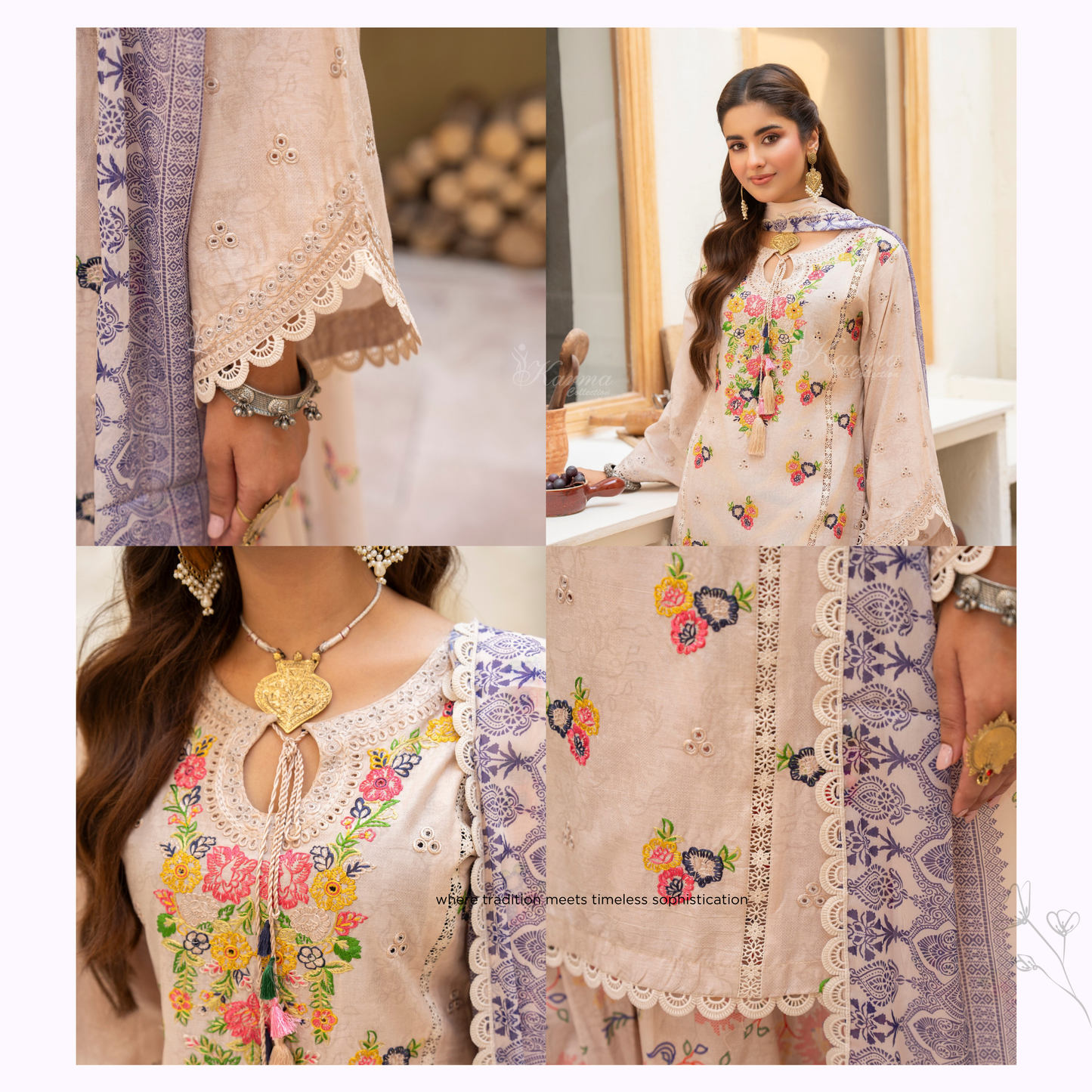 "Aina II" Embroidered Printed Lawn 3 Pc Collection by Karma Collection TT