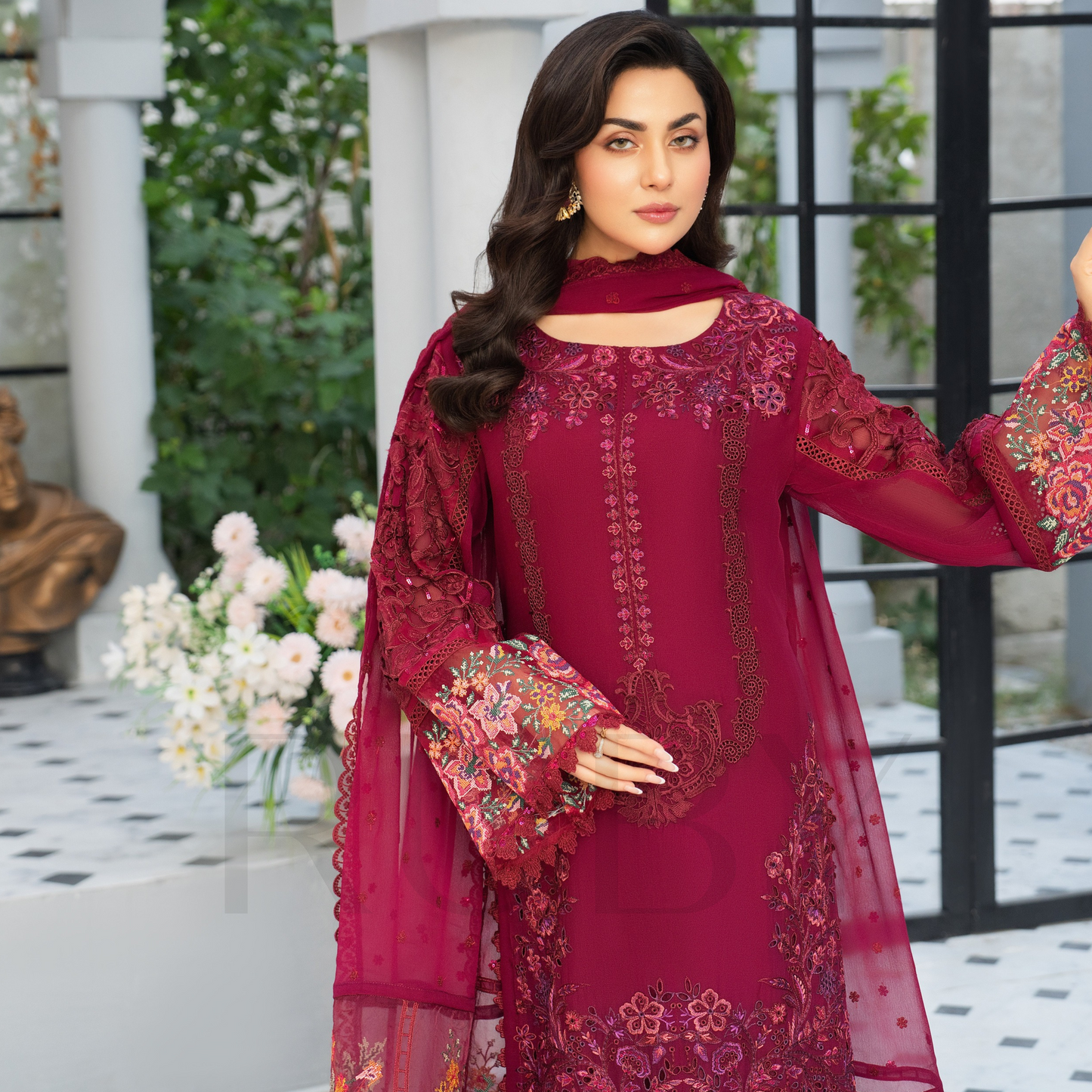 3 Piece Luxury Chiffon Ready to Wear Collection | karma Collection UMKC0903